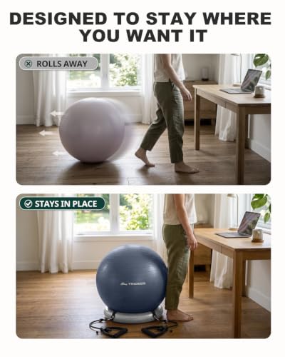 Trideer Exercise Ball Chair – Yoga Ball Chair for Office, Pregnancy & Home - color: Navy Blue, size: L(23-26inches/58-65cm)