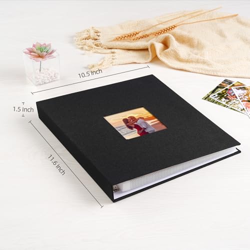 Mublalbum 8.5x11 Inch 3 Ring DIY Scrapbook Photo Album 80 Pages,Black - color: Black
