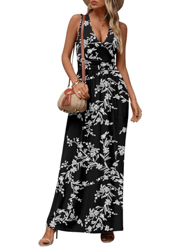 CATHY Maxi Dresses for Women Casual Summer Dress with Pockets S-3XL - color: Carved White + Black, size: Small