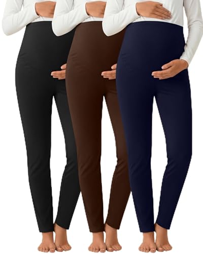 3 Pack Women's Maternity Pants Home Lounge Pajamas - color: Black, Navy Blue, Coffee, size: Small