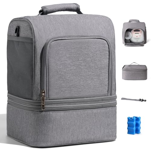 NCVI Breast Pump Backpack, Double Layer Removable, for Spectra/Medela - color: Charcoal