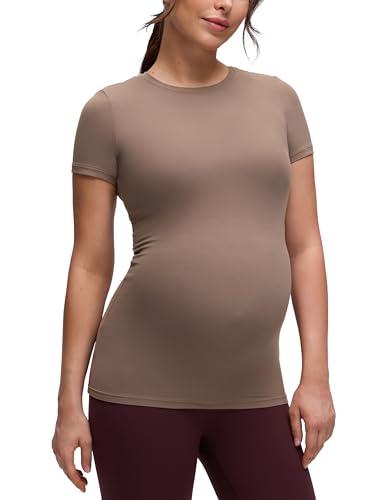 CRZ YOGA Maternity Crewneck T-Shirt - color: Brown Purple, size: Small