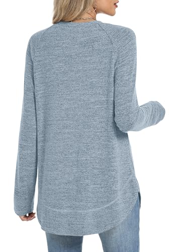 Sampeel Long Sleeve Shirts for Women Tunic Tops Loose Fit Dressy Crew Neck Pullover Sweaters 2026 - color: Blue, size: Small