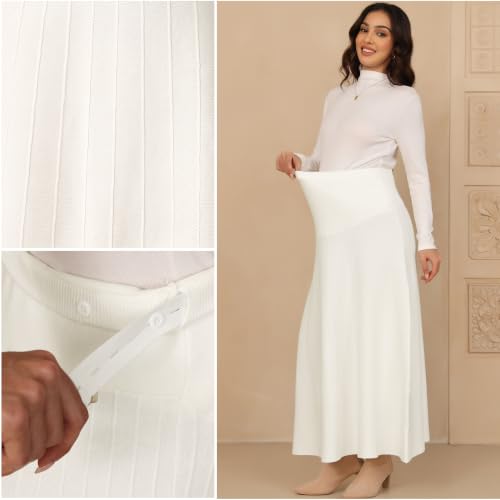 Maternity Skirt Over Belly High Waist Midi Work Skirt - color: White, size: XX-Large