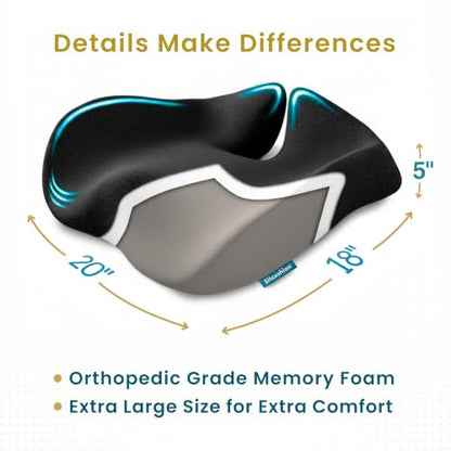 Pressure Relief Seat Cushion for Tailbone Pain, Sciatica & Coccyx Pillow - color: Black & Dark Gray