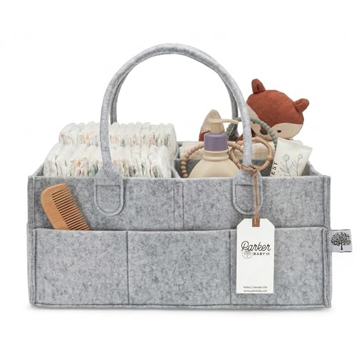 Parker Baby Co. Felt Diaper Caddy Organizer - Large, Gray - color: Gray (Heathered Gray), size: Large