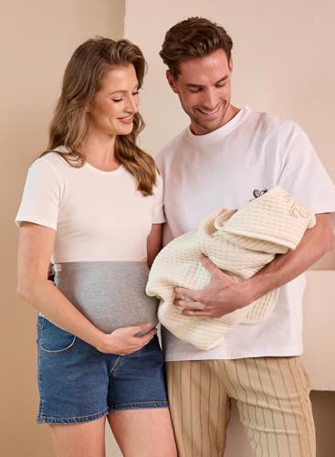 BLENCOT Maternity Jeans Over The Belly Pregnancy Clothes with Pockets - color: Sky Blue, size: Small