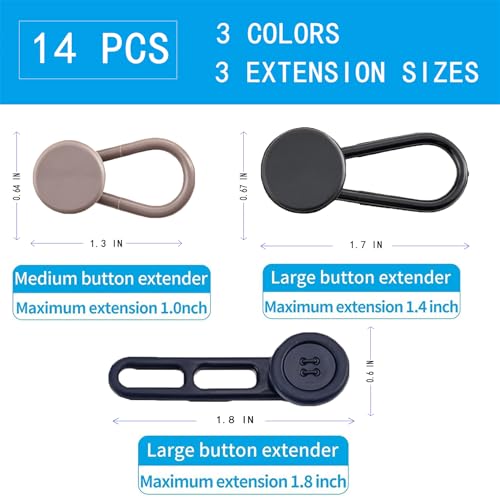 JANCAN 14 Pcs Button Extenders for Jeans & Pants, No-Sew Waist Adjuster