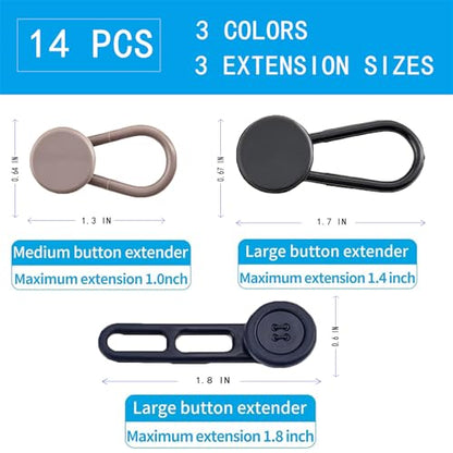 JANCAN 14 Pcs Button Extenders for Jeans & Pants, No-Sew Waist Adjuster