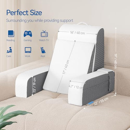 Kayfia Reading Pillow, Gel Memory Foam Back Rest Pillow, 19", White - color: White, size: Standard(19'')
