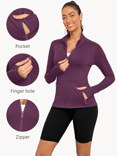 VUTRU Women's Workout Yoga Jacket Full Zip Running Athletic Track Jacket - color: A-purple, size: X-Small