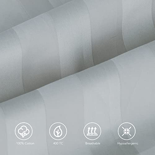 100% Egyptian Cotton King Size Pillow Protectors with Zipper Set of 4 - color: Striped Gray, size: King 4pack