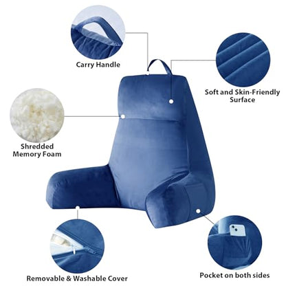 IPYNBAP Back Pillow for Bed Sitting up, Reading Pillow, 24 Inch, Navy Blue - color: Navy Blue, size: Large(24inch)