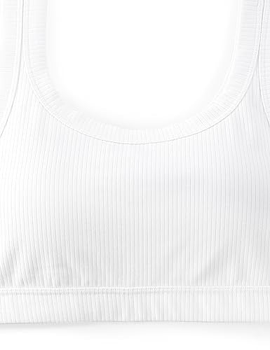 CRZ YOGA Ribbed U Neck Sports Bras - color: White, size: Medium