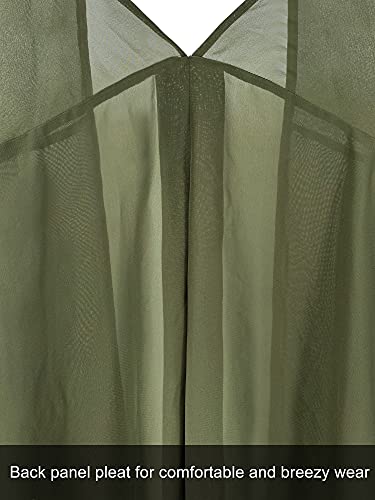 Moss Rose Women's Beach Kimono Coverup Sheer Chiffon Open Front Cover Ups - color: Olive