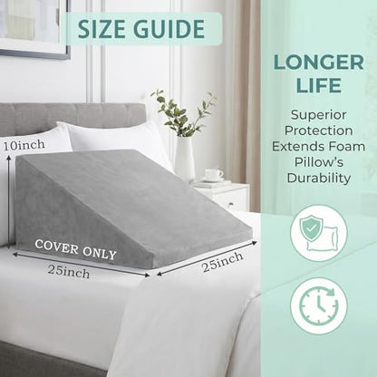 Wedge Pillow Cover, Light Grey, 25"x25"x10.5" - color: Light Grey, size: 25"x25"x10.5"