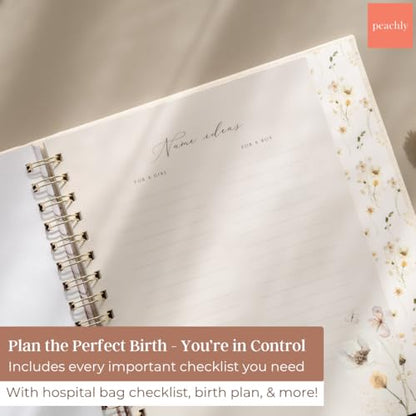 Peachly Pregnancy Journal for First Time Moms - Linen Memory Book (Sage) - color: Sage