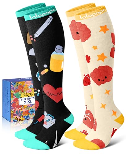 Thick Soft Cotton Compression Socks - color: Nurse Elements, size: Large-X-Large
