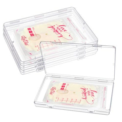 GRETJOB 4 Pcs Clear Freeze Flat Breastmilk Storage Organizer, Space Saving - color: 4 Pcs