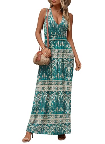 CATHY Maxi Dresses for Women Casual Summer Dress with Pockets S-3XL - color: Blue-khaki, size: Large