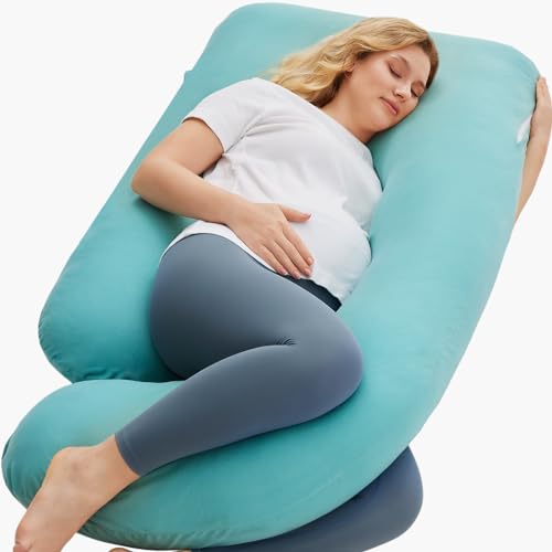 Momcozy Pregnancy Pillow for Sleeping - U Shaped Full Body Maternity Pillow - color: Tiffany Blue