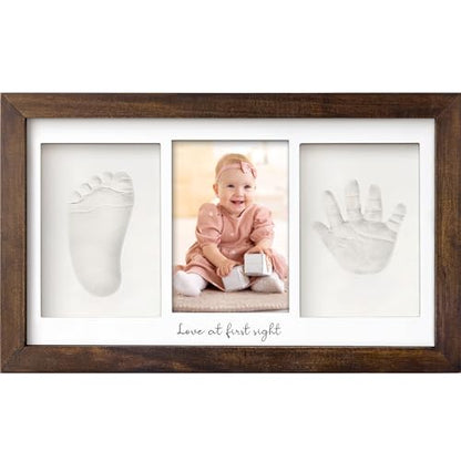 KeaBabies Baby Hand and Footprint Kit, Clay Keepsake Frame (Dark Walnut) - color: Dark Walnut, size: Duo Frame, 13" x 7.8"