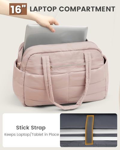 Pritent Puffer Travel Duffle Bag Waterproof Carry On Duffel Weekender Bag - color: Pink