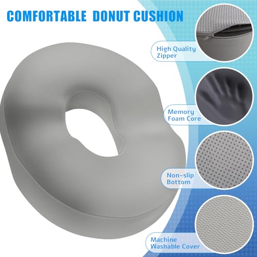 BlissTrends Donut Pillow Seat Cushion, Memory Foam Lifting Cushions - color: Light Grey, size: XX-Large