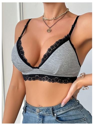 SHENHE Women's Lace Non-Padded Nursing Bras for Breastfeeding - color: Grey, size: Small