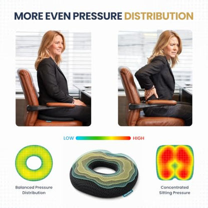 Firm Donut Cushion for Women, Hemorrhoid Pillow for Tailbone & Coccyx Pain