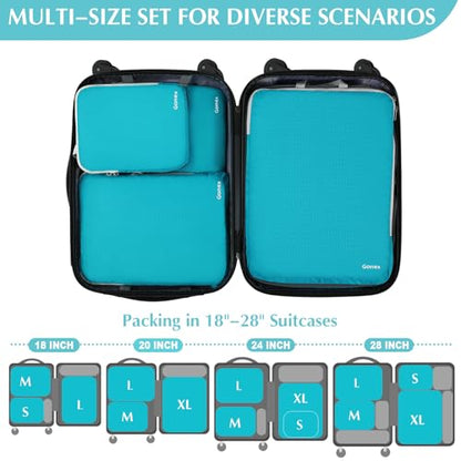 Gonex Compression Packing Cubes, 4-Piece Expandable Travel Organizers - color: 4-Blue, size: 4 Set