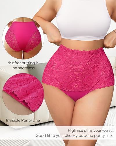 Women's High Waisted Underwear Lace Panties Full Coverage 4 Pack - color: Multicolor, size: XX-Large