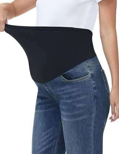 Women's Maternity Jeans Wide Leg Pants - color: Retro Blue, size: X-Large
