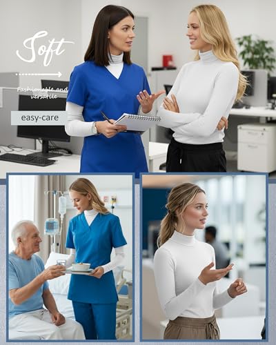 4 Pack Women's Underscrub Shirts - color: White, size: X-Large