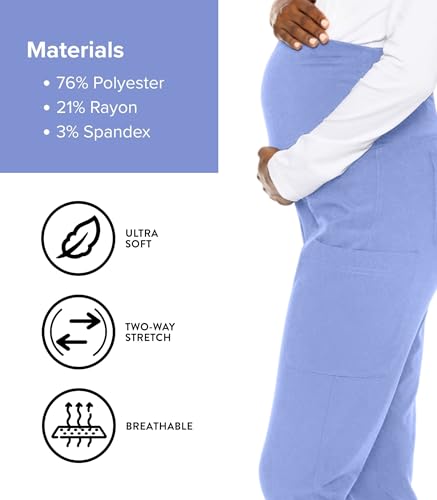 Med Couture Touch Maternity Jogger Scrub Pants for Women with 4 Pockets - color: Ciel, size: X-Small
