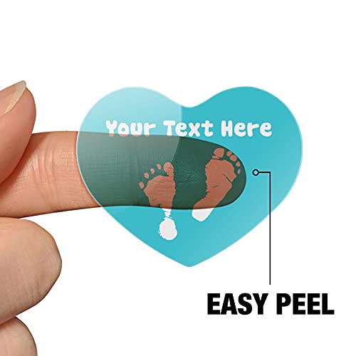 Personalized Custom 1 Line Baby Feet on Blue Shower Heart Shaped Planner - color: Clear
