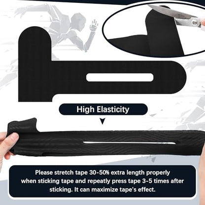 50 Pcs Precut Kinesiology Tape for Knees, Black - color: Black