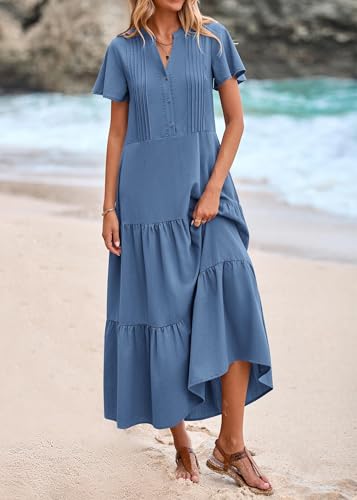 KIRUNDO Summer Maxi Dresses for Women 2026 - color: Blue, size: Small