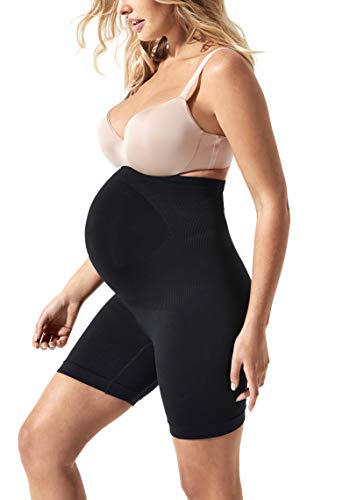BLANQI Belly Support Maternity Shorts for Women - Seamless Pregnancy Shorts with Responsive Tummy Panel - size: Medium