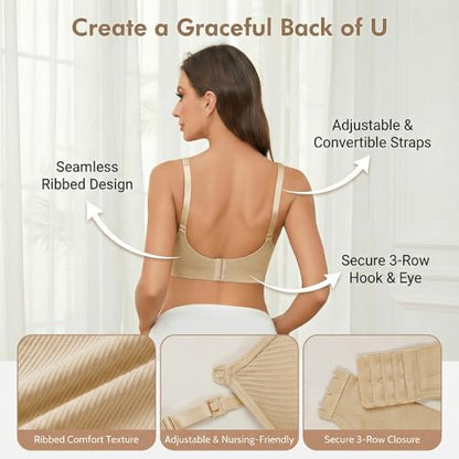 Nursing Bra 7 Pack, Seamless Wireless Maternity Breastfeeding Sleep Bra - size: One Size-Small