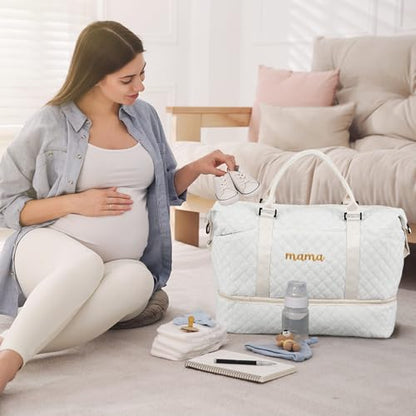Dansydaisy Mama Hospital Bag for Women Labor Delivery,White - color: White, style: Mama