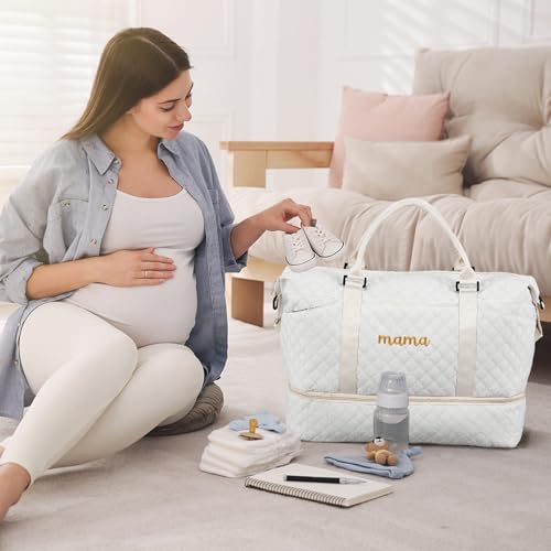 Dansydaisy Mama Hospital Bag for Women Labor Delivery,White - color: White, style: Mama