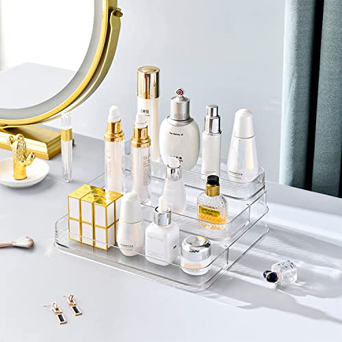 2pcs Acrylic Rack, No Assembly Clear 3 Tier Condiment Bottle Shelf Vanity Organizer for Cabinet Kitchen Bathroom - size: 2pcs