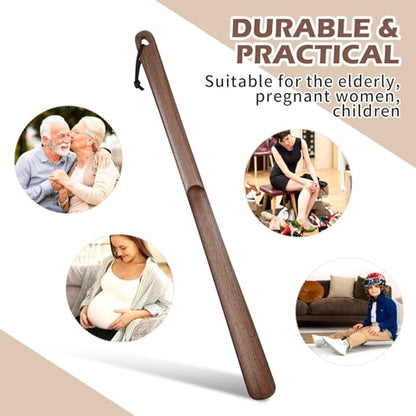 muso wood Long Handle Shoe Horn, 23.6 Inches - color: Walnut