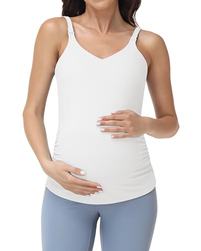 Foucome Maternity Nursing Tank Tops for Breastfeeding - color: White, size: XX-Large