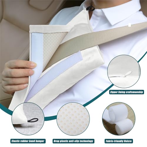 Post Surgery SeatBelt Pillow for Pregnancy Mastectomy Hysterectomy Recovery - color: Ivory