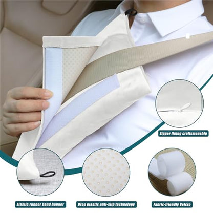 Post Surgery SeatBelt Pillow for Pregnancy Mastectomy Hysterectomy Recovery - color: Ivory
