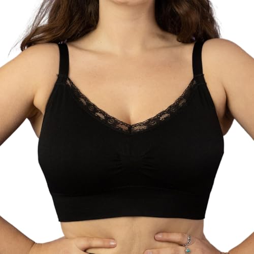 Coobie Lace V-Neck Bra for Women - color: Black, size: Large