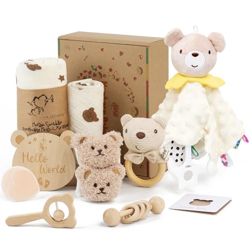 Baby Gift Set for Baby Shower - 10 Piece Newborn Box with Essentials - color: Little Bear