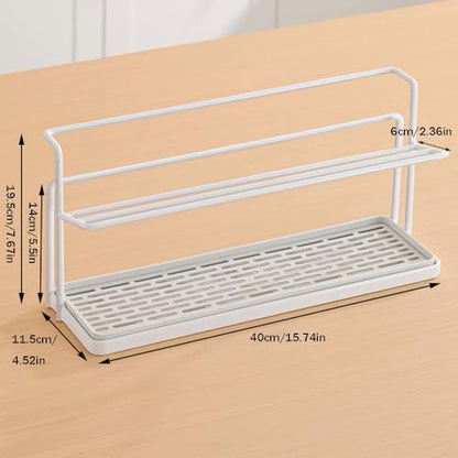 Water Bottle Drying Rack Cup Storage with Drain Tray Mug Organizer for Kitchen - 2 Tiers (Black) - color: Black